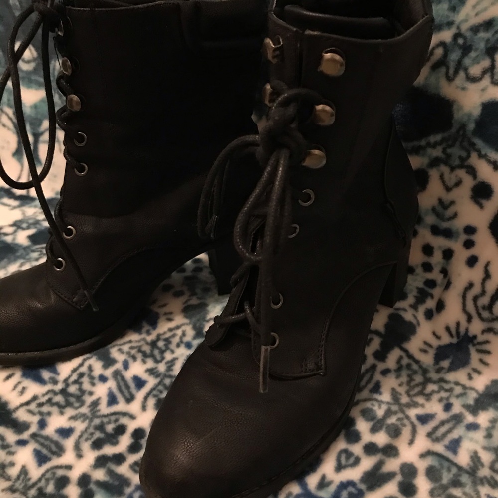 Just fab ~ black lace up heel boots